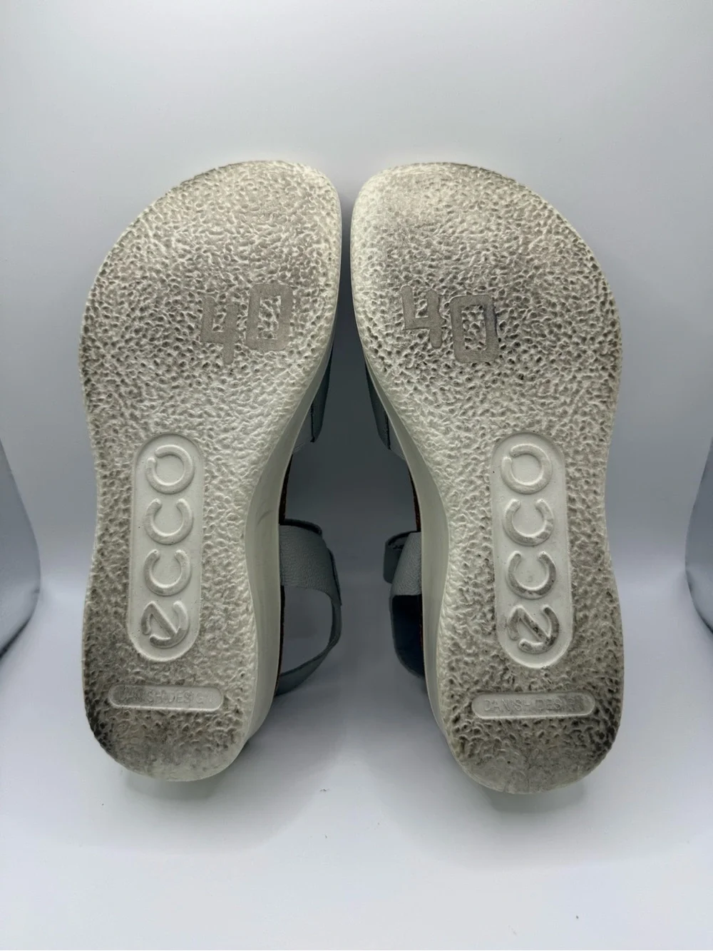ECCO Flowt Women's Grey Leather Cork-Heeled Wedge Sandal Size 40 EU/9 US Comfort